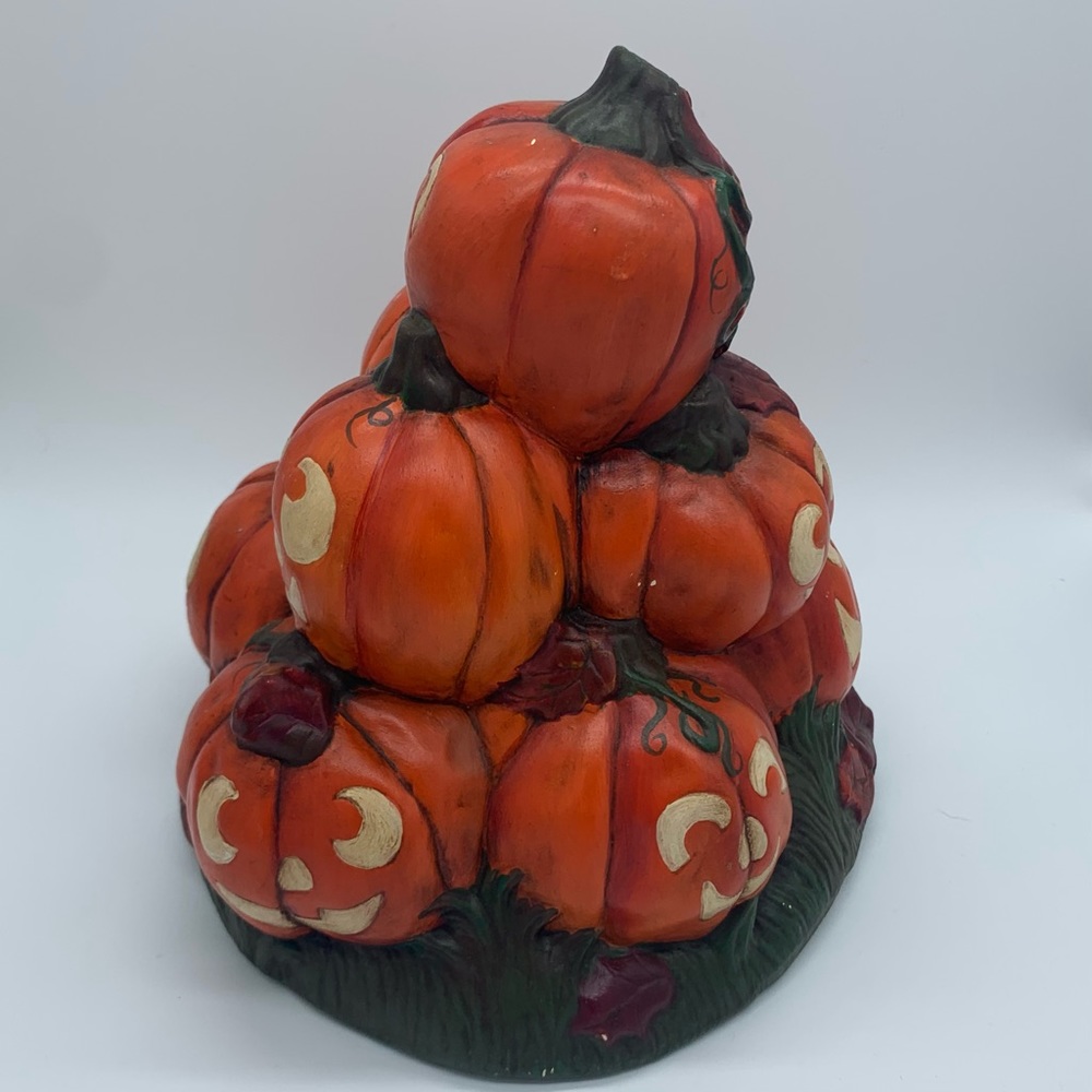 Vintage Pumpkin Jack o Lantern Hand Painted Ceramic Mold Halloween - Picture 6 of 8